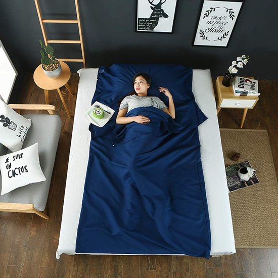 Slaapzak Liner - Reisblad Hotel Laken - Kamperen en Reizen - Zachte Polyestervezel - 115 x 210 cm - Maanlicht Blauw — afbeelding 3
