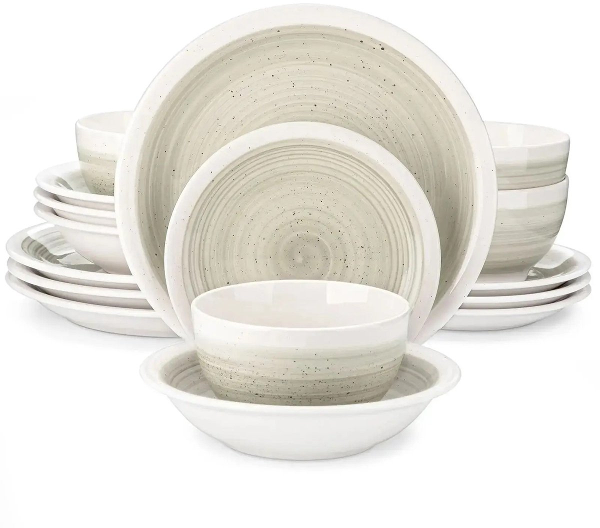 Home & Beyond® 16-Delige Serviesset voor 4 Personen - Beige Aardewerk Servies - Keramische Borden en Kommen Set - Modern Tafelservies