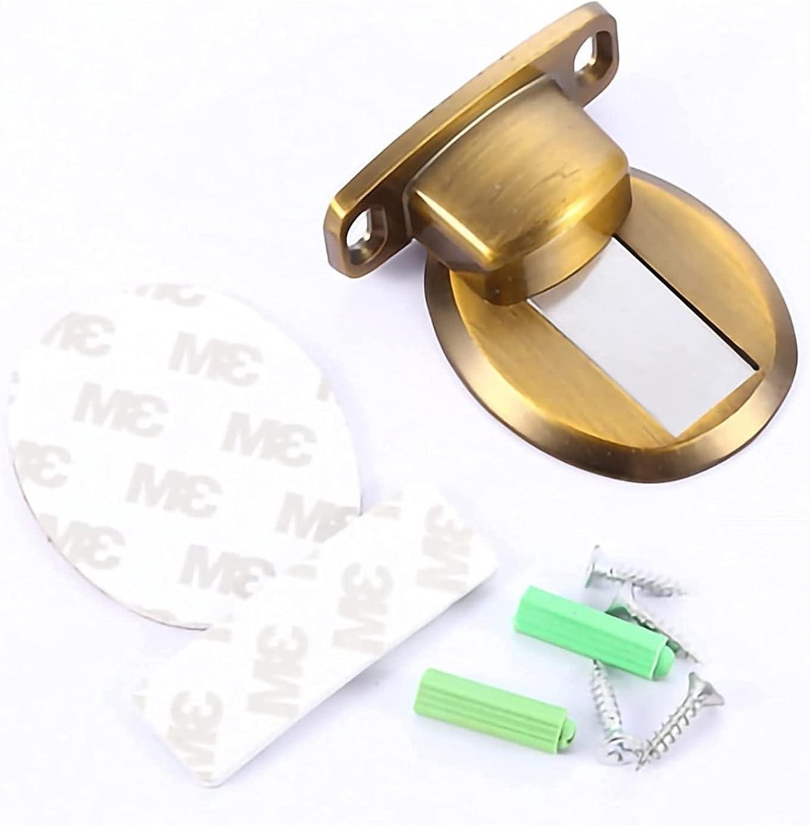 Magnetische deurstopper - Deurvanger RVS - Deur stilhouden - Sterke magneet - 10 mm dik - Geel brons