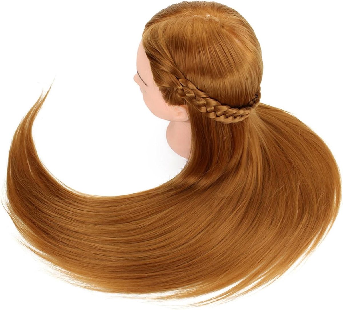 Oefenhoofd Haar - Styling Hoofd - Kappers Oefenen - Synthetische Vezels - 24 x 16 x 12 cm - Goud