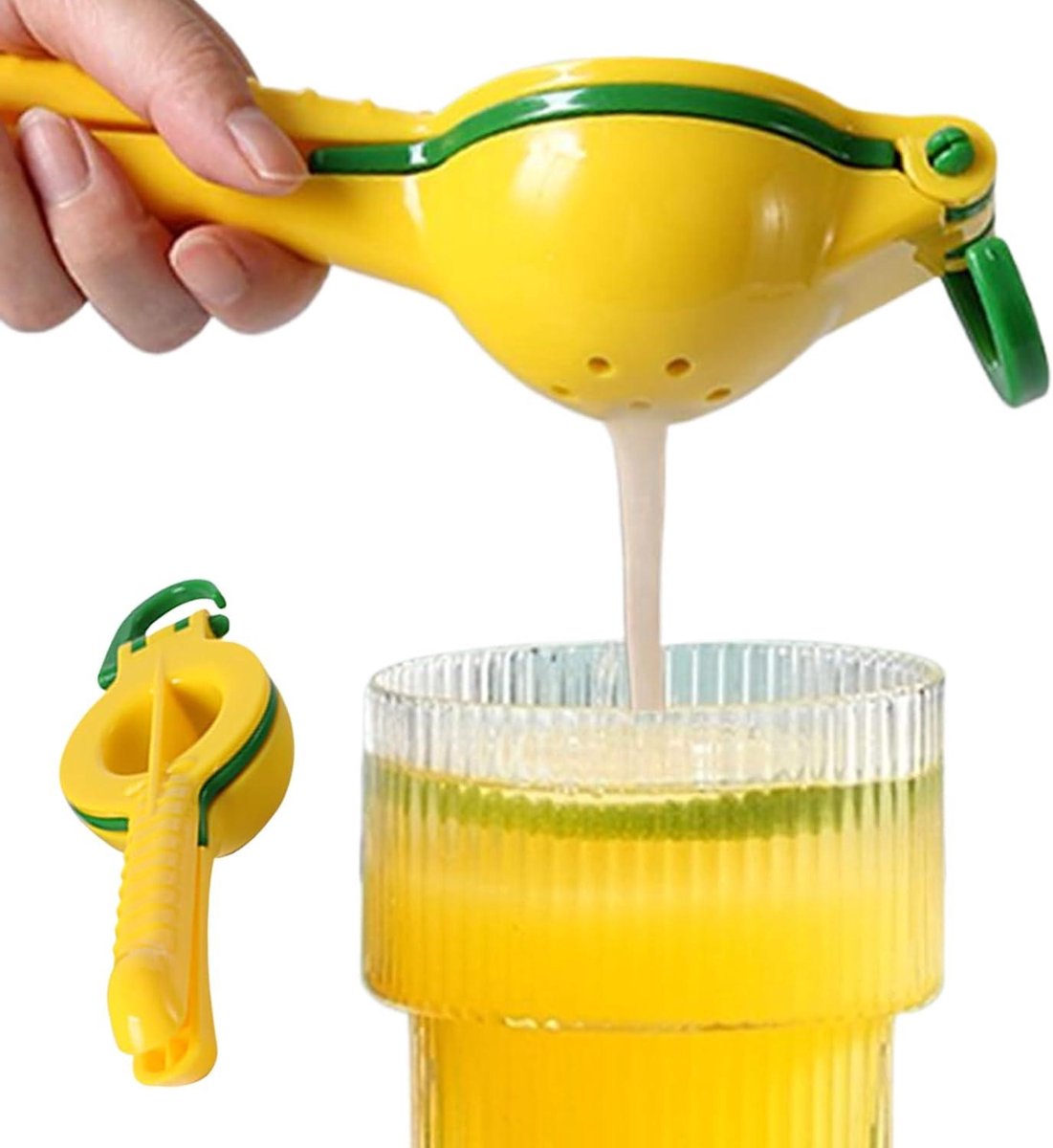 Citroenpers - Citrusknijper Sapmaker - Verse Sappen Maken - Ergonomische Antislip Grip - 28 x 8.5 x 28 cm - Geel