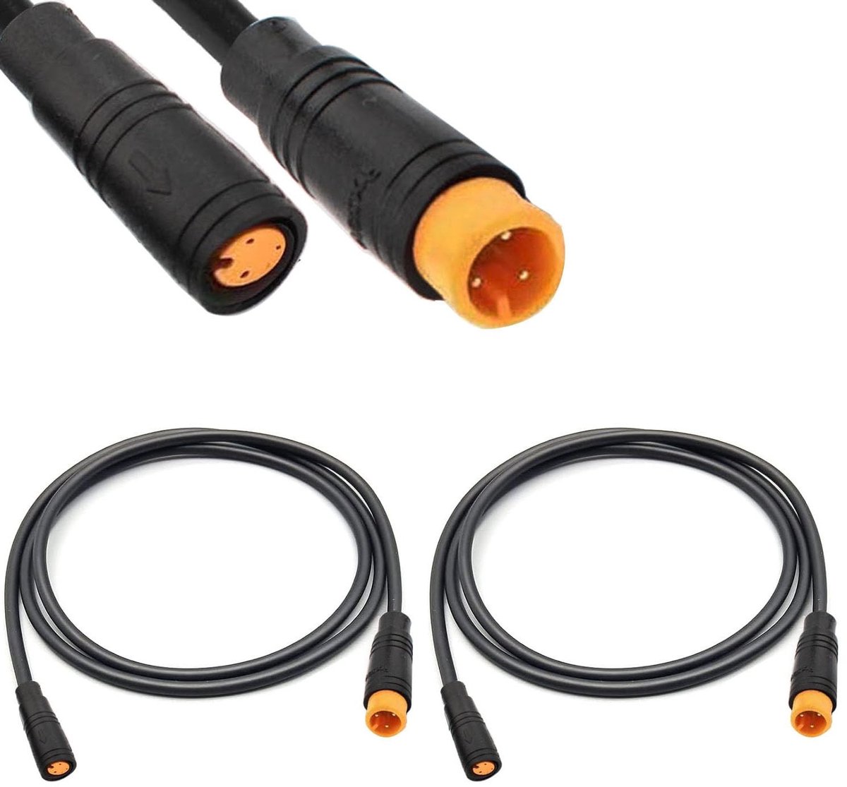 Dailygoods - 3-polige Waterdichte E-bike Verlengstekkers Set van 2