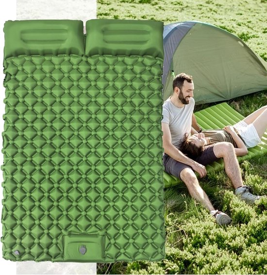 Kampeer slaapmat - Luchtbed matras - Buiten slapen - Voetpomp snel opblazen - 190 cm lengte - Veelkleurig — afbeelding 4