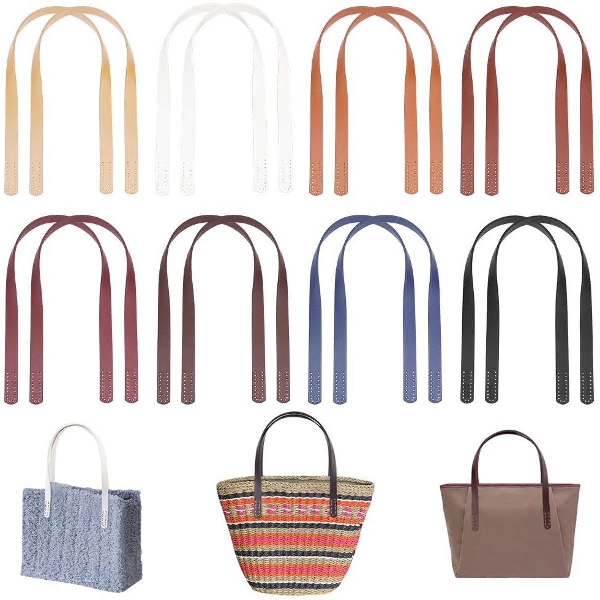 Dailygoods - PU Lederen Tas Handvatten - Vervangingsbandjes - 16 Stuks - Handgemaakt - Naaien - Geschikt voor Schoudertassen - 8 Kleuren