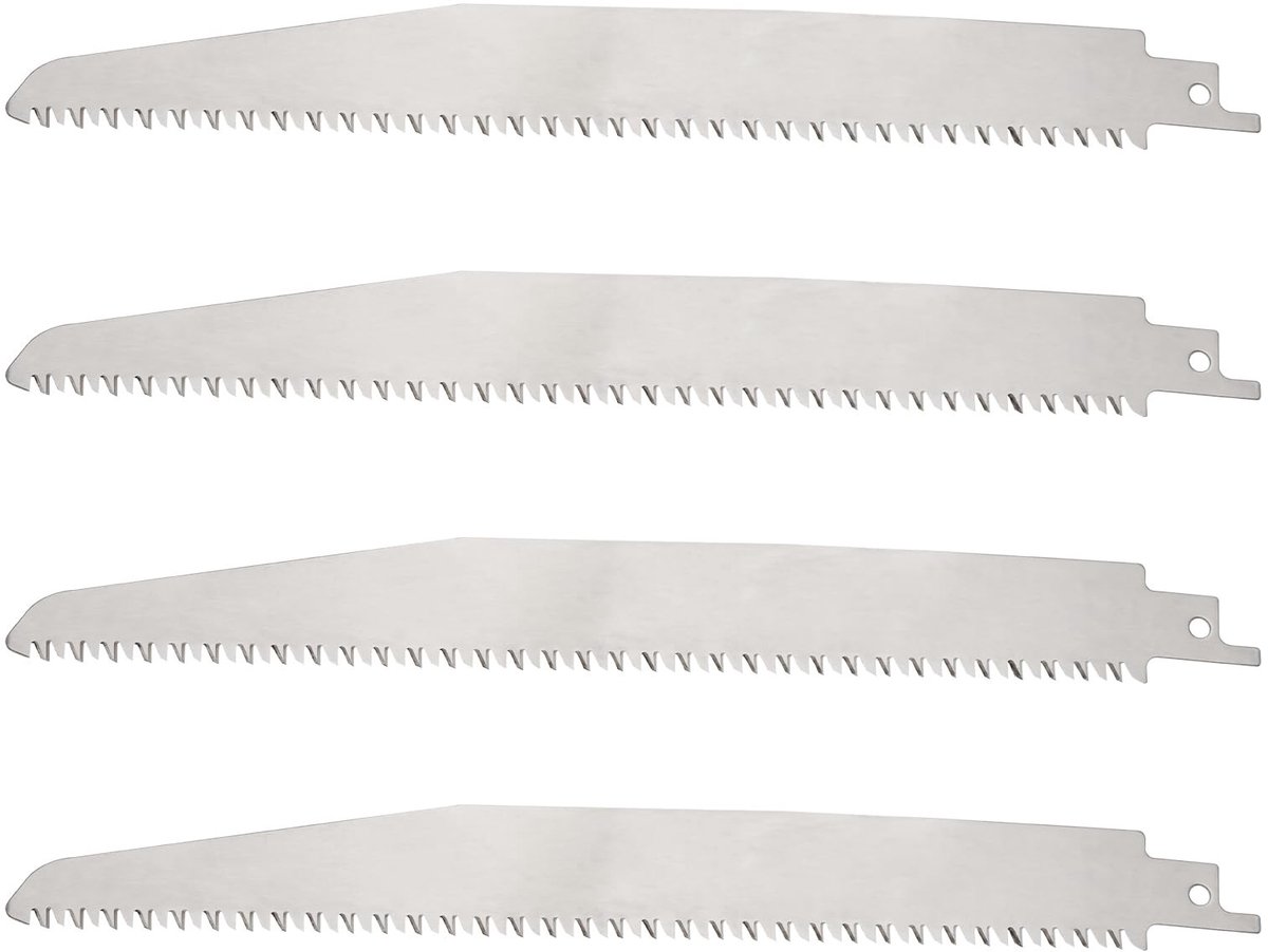 Dailygoods- Reciprozaagblad S1122C - 4 Stuks - Roestvrij Staal - Snijden Hout/Metaal/Bot - Duurzaam - Lengte 225 mm - Zaagblad