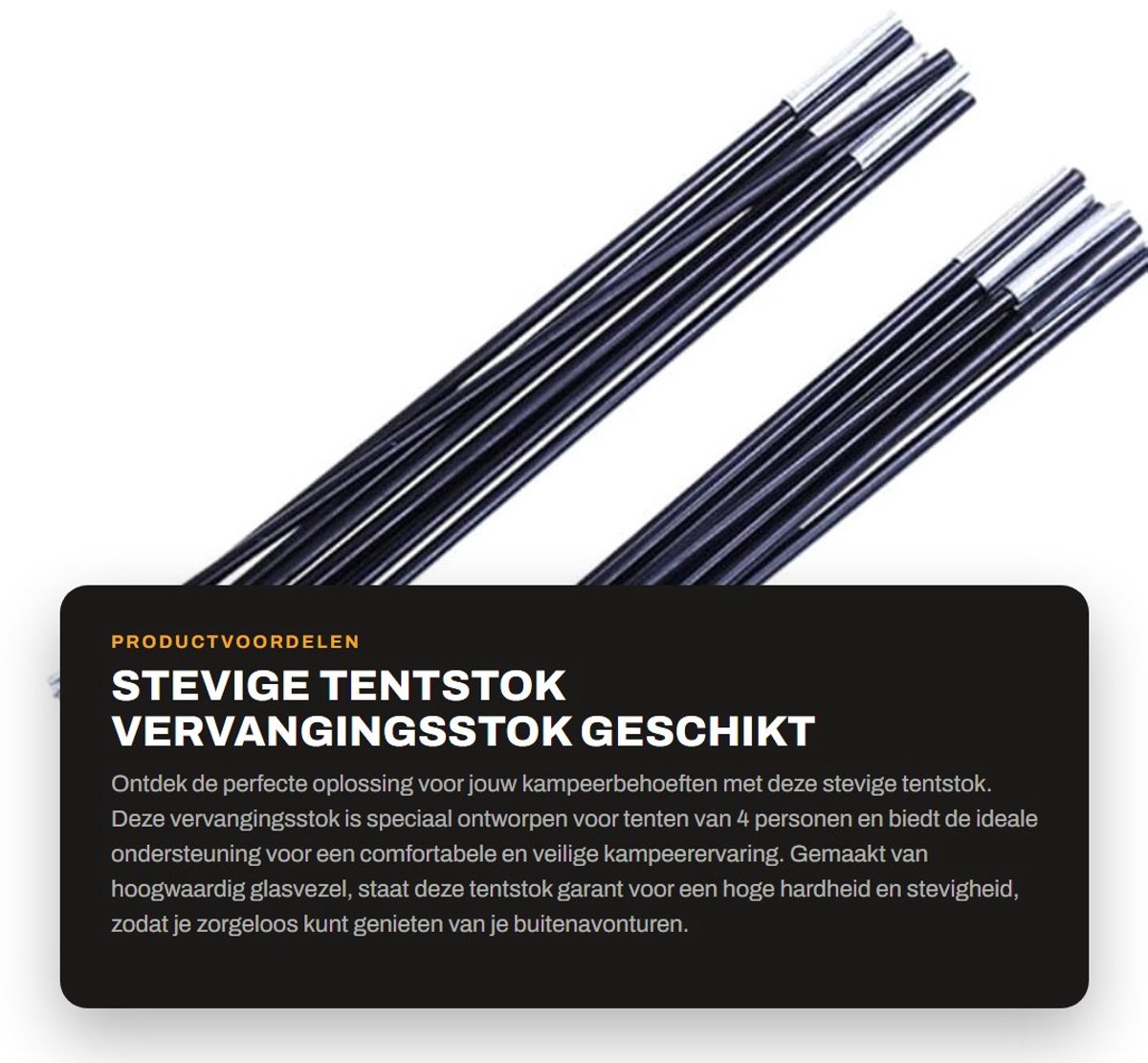 Dailygoods- Tentstok Stevig - Glasvezel - Multifunctioneel - Geschikt voor 1-4 Persoonstenten - Eenvoudige Installatie - Lange Levensduur - Tentpaal