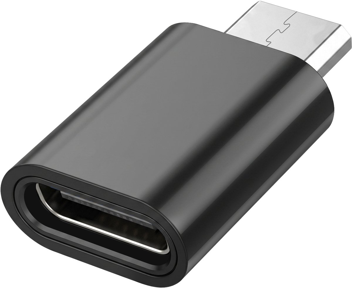 Blue Star, Mini USB-C naar Micro-USB Adapter voor Opladen en Synchronisatie, Zwart