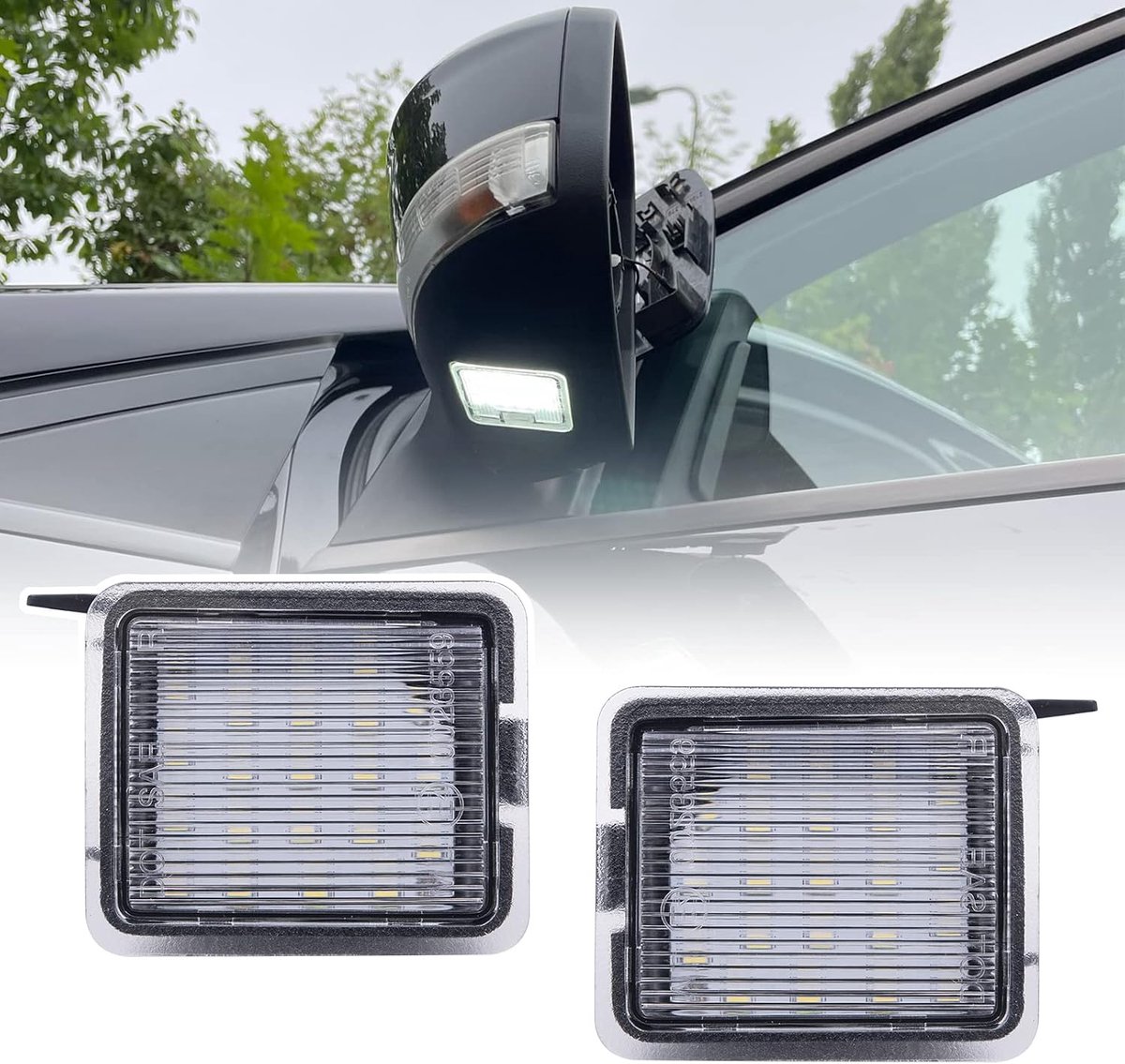 2X Led Onder Zijspiegel Puddle Licht Achteruitkijkspiegel Welkom Lamp Voor Ford Mondeo MK4 MK5 Focus MK3 C-Max MK2 Kuga MK1 MK2 Escape