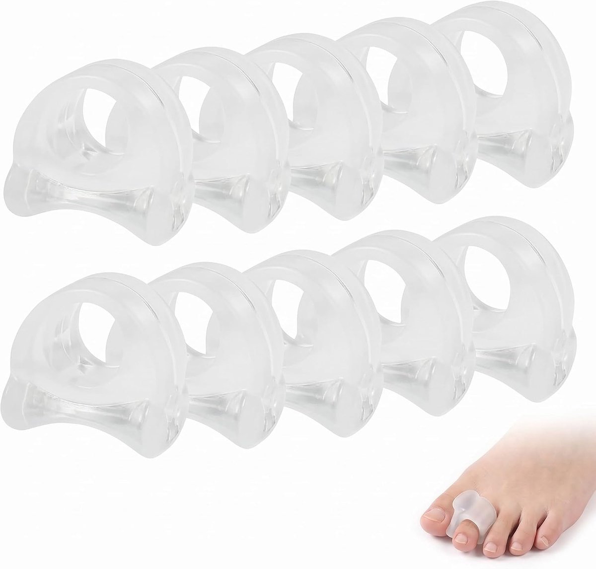 Teenspreider, siliconen, onzichtbaar, zacht, verlichting voor hallux