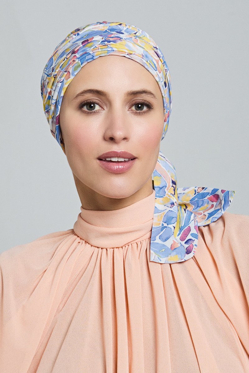 Gisela Mayer chemo hoodband Nola - kort - Lichtblauw