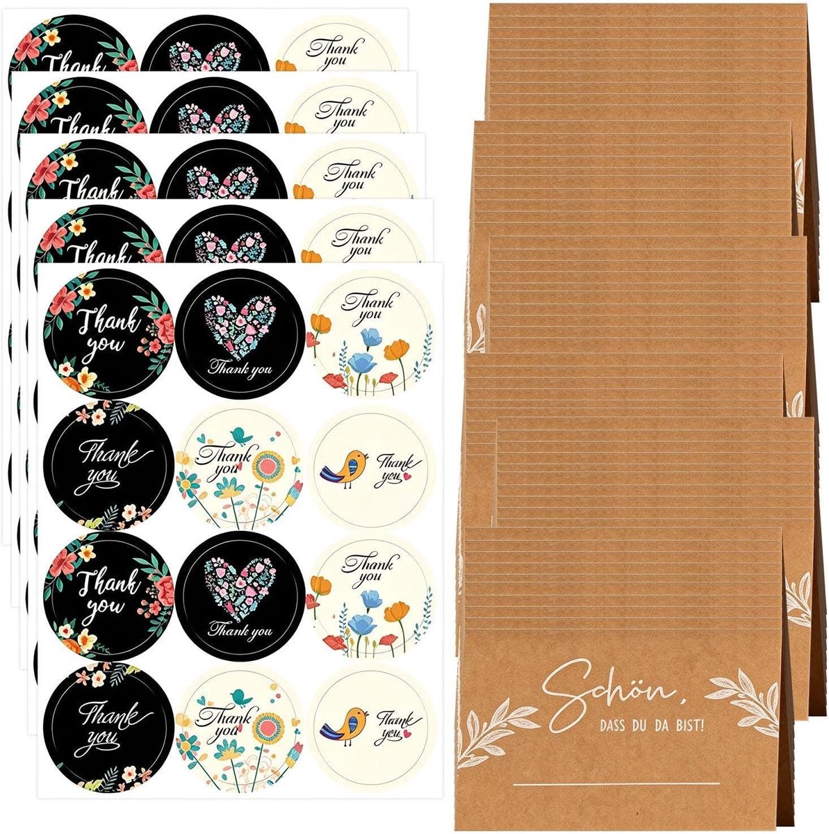 Plaatskaartjes En 5 Bedankstickers, 110X85 Mm Dik Materiaal, Glad Schrift, Handgeschreven Naamkaartjes, Geschikt Voor Bruiloften, Verjaardagen En Feestdecoraties.