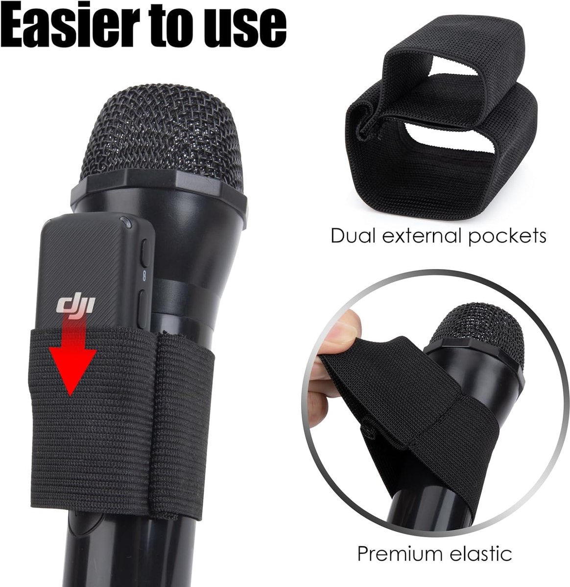 Flexibele elastische band voor DJI Mic - microfoon, trekkoord, stretchband, DJI Mic 1/2, stretchband, veerband, elastische microfoonhoes voor vlog en live-stream (2 stuks)