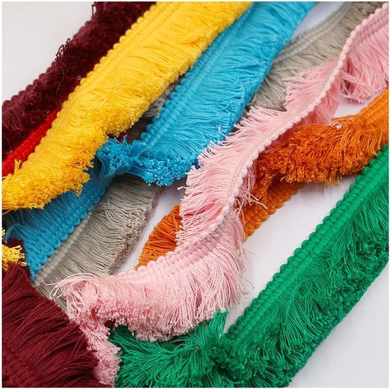 Kantlint 3,8 cm Franjeband Kantbezet Linten Franjeboord Kwastenboord voor Kleding Gordijn Naaien Knutseltoebehoren Tafelkleed Kussendeco Woonaccessoires diep geel 10m — afbeelding 4