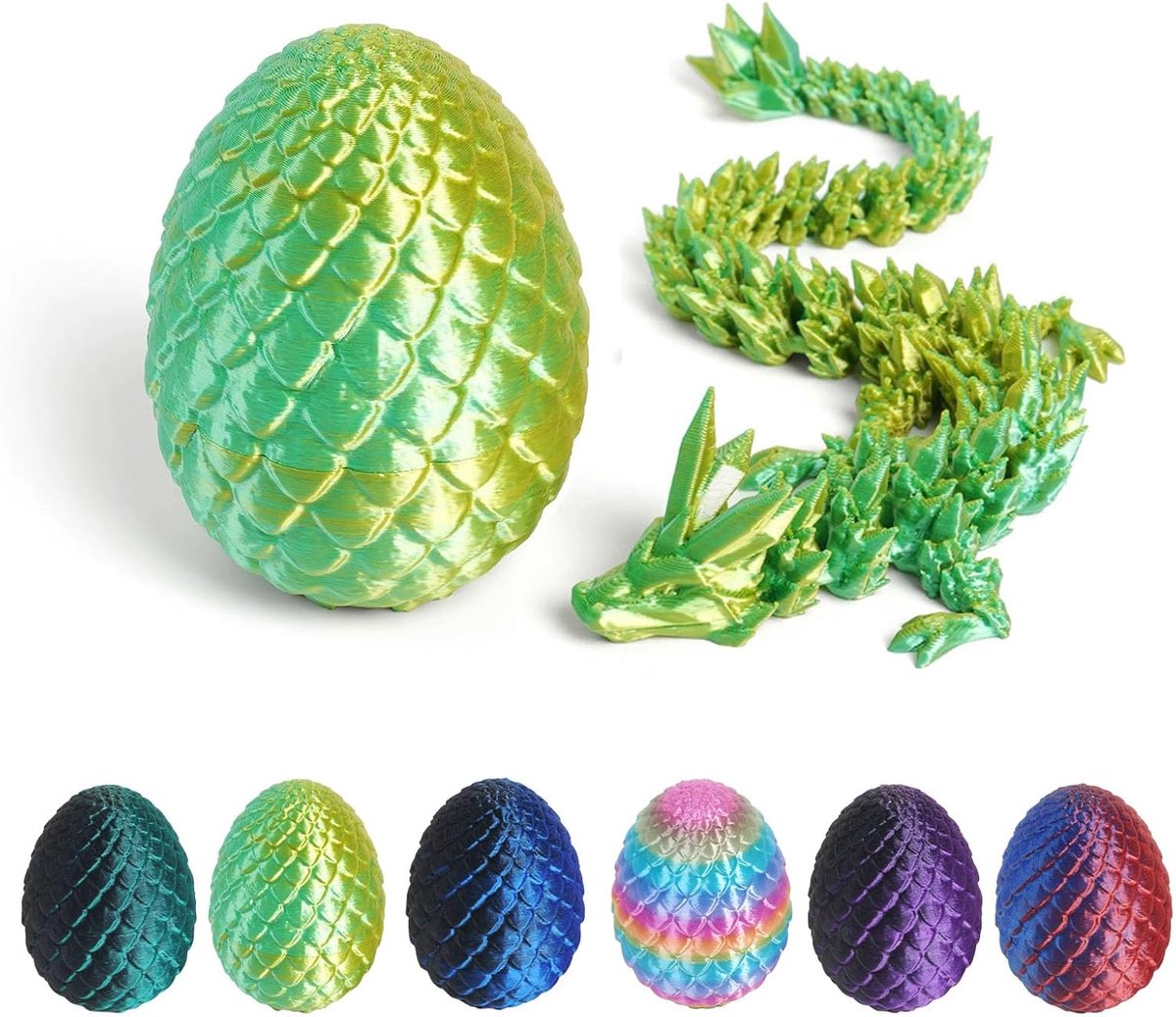 3D Mysterieus Drakenei, Drakenei met Draak, 3D Draak, Magisch Decoratieartikelen Cadeau (Laser Draak Geel-Groen)
