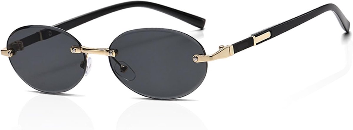Zonnebril Frameloze, Gegraveerde Randen, Klassieke Retro Randloos Zonnebrils, Brillenkoorden, Frame Bril voor Heren Dames, UV400 Bescherming