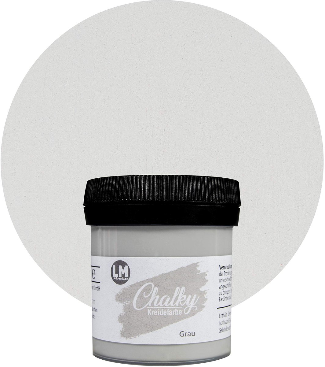 LM-Kreativ Chalky Chalk Paint - kalkverf voor meubels - grijs - 100 ml - mat