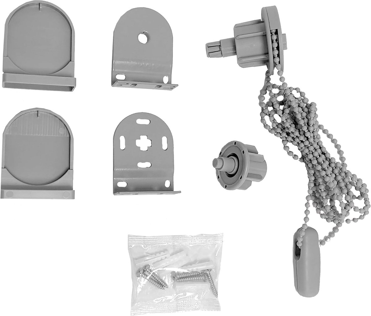 SnelShoppen - Blindecor Mechanismeset voor Rolgordijnen, Compleet Vervangingsmechanisme, Compatibel met 38 mm Buizen, Grijs, Ideaal voor Stoffen Rollu