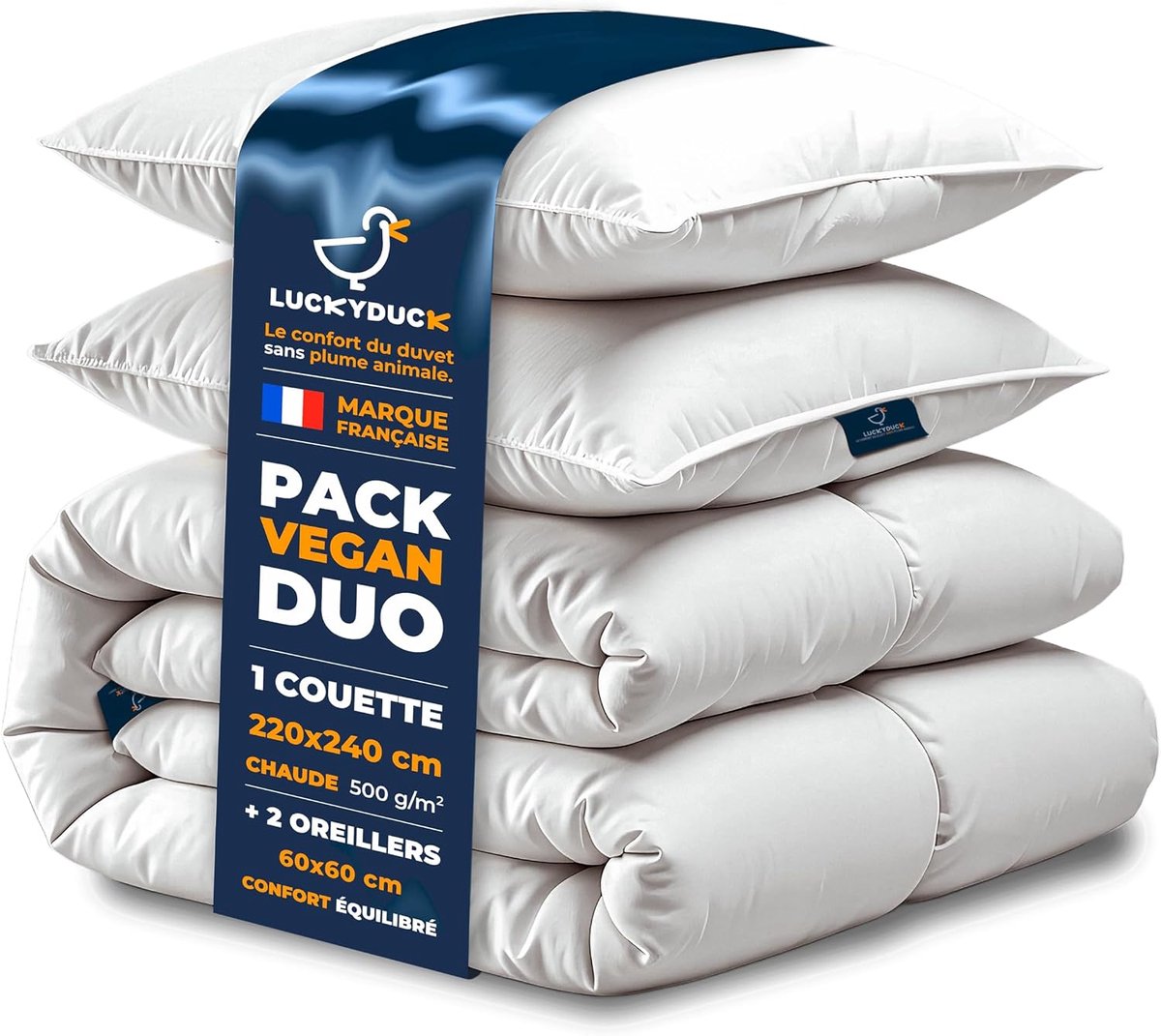 SnelShoppen - Comfort Bedset 220 x 240 cm Deken & 2 Hoofdkussens 60 x 60 cm Percale 100% Katoen Zacht Ademend Microfiber Vulling Hoogwaardig Machinewa
