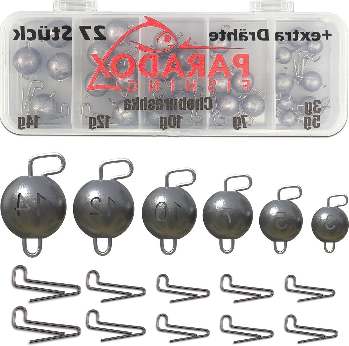 Cheburashka Loodset - Vislood Set - Vissen - Inclusief 2 reserve draden - 3-14 g - Zilver