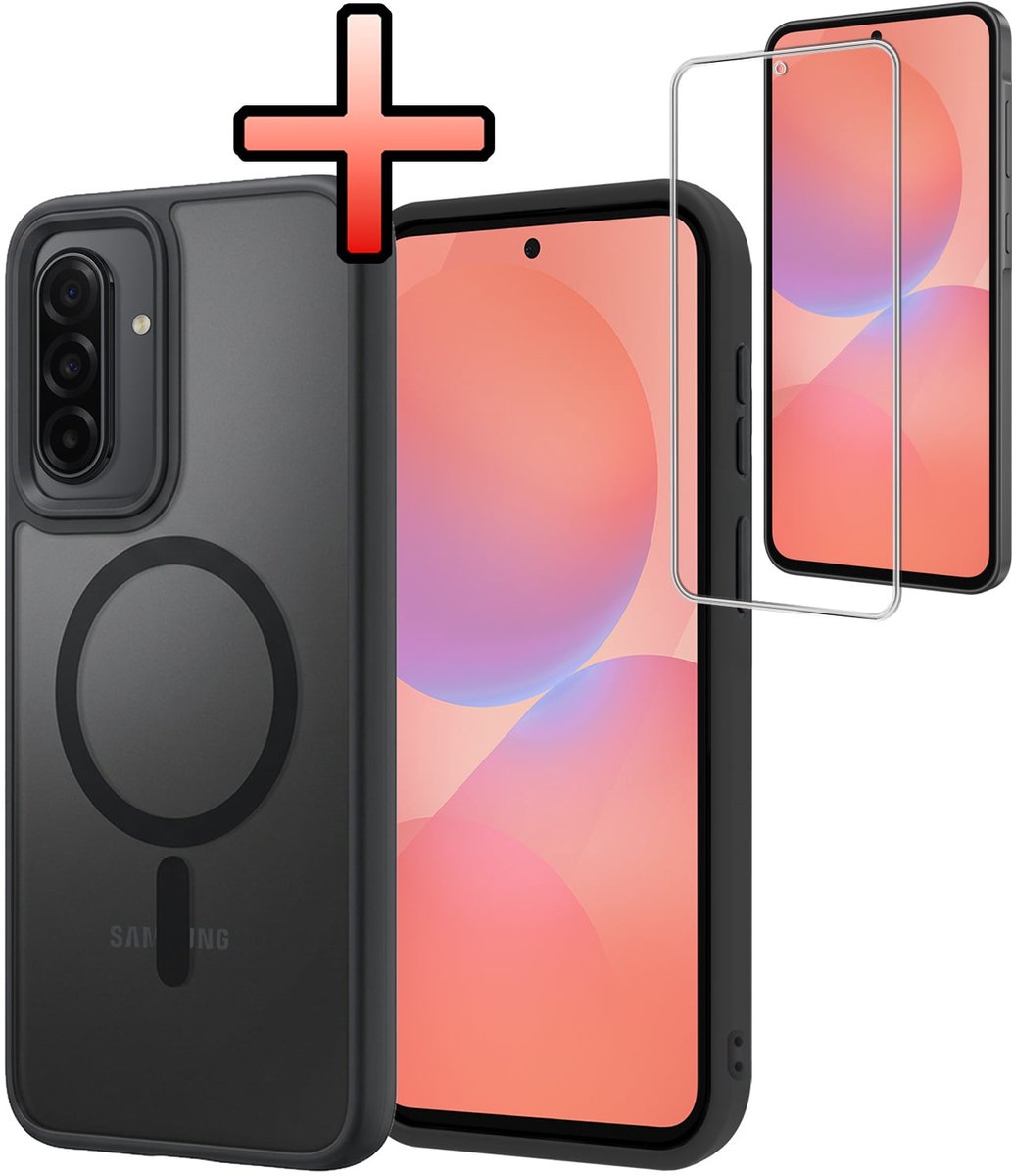 Hoesje - Met Screenprotector - Geschikt voor Samsung Galaxy A36 - Magsafe Compatible - Sterk & Shockproof - Back Cover - Shock Proof Case - Telefoon Hoes - Zwart