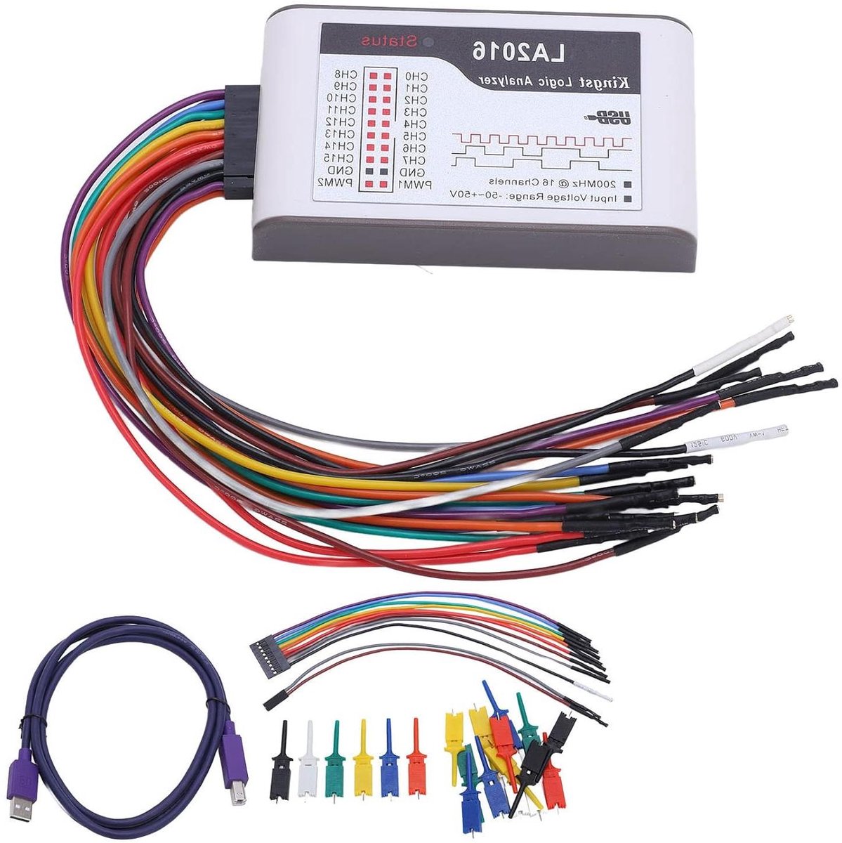 Logische Analysator - Data Analyzer - Elektronica Testen - 16 Kanalen - 200MHz - Grijs