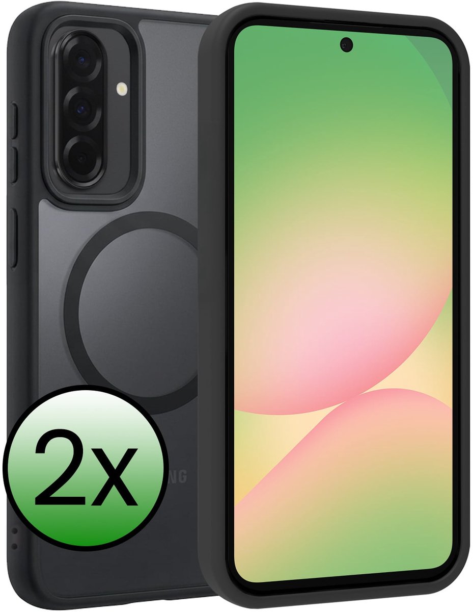 Hoesje 2 Stuks - Geschikt voor Samsung Galaxy A56 - Magsafe Compatible - Sterk & Shockproof - Back Cover - Shock Proof Case - Telefoon Hoes - Zwart