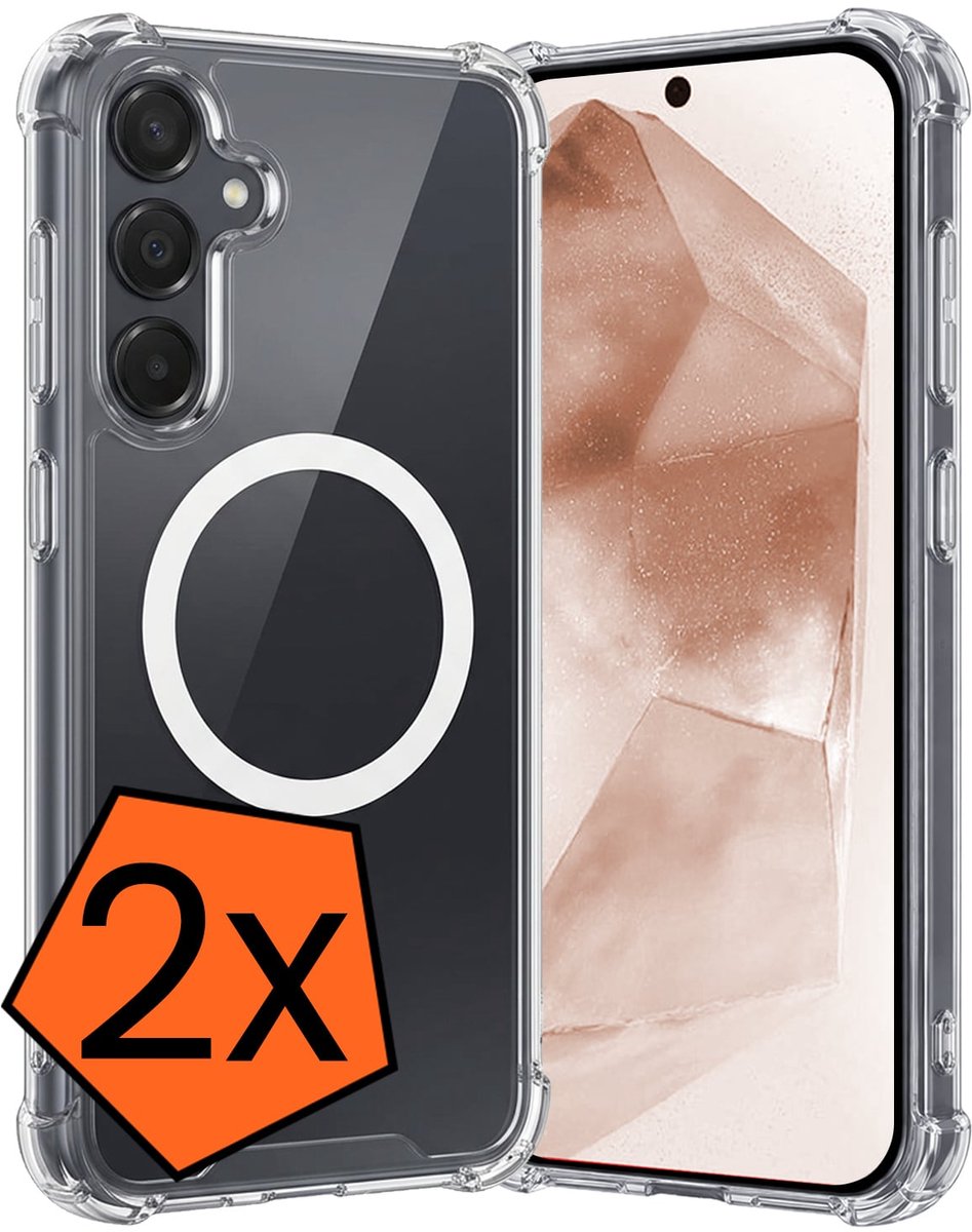 Hoes - 2 Stuks - Geschikt voor Samsung Galaxy A55 - Magsafe Compatible - Sterk & Shockproof - Back Cover - Shock Proof Case - Telefoon Hoes - Transparant