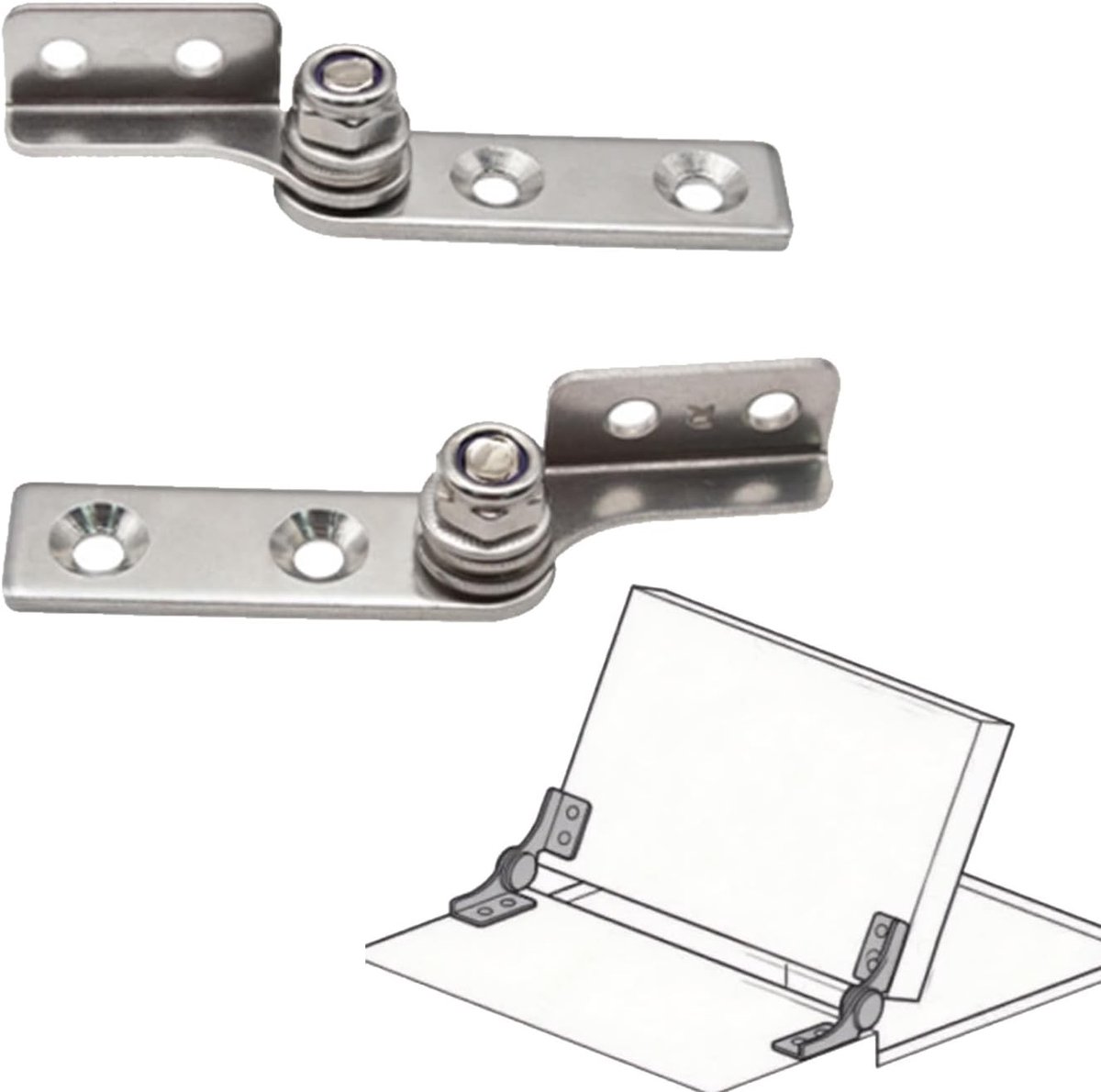 SnelShoppen - 2 Stuks Rotatie Dempingsscharnier, Draaien Scharnieren voor Deuren, Ramen, Kasten, RVS 304, Corrosiebestendig, Duurzaam, Voor Binnen en