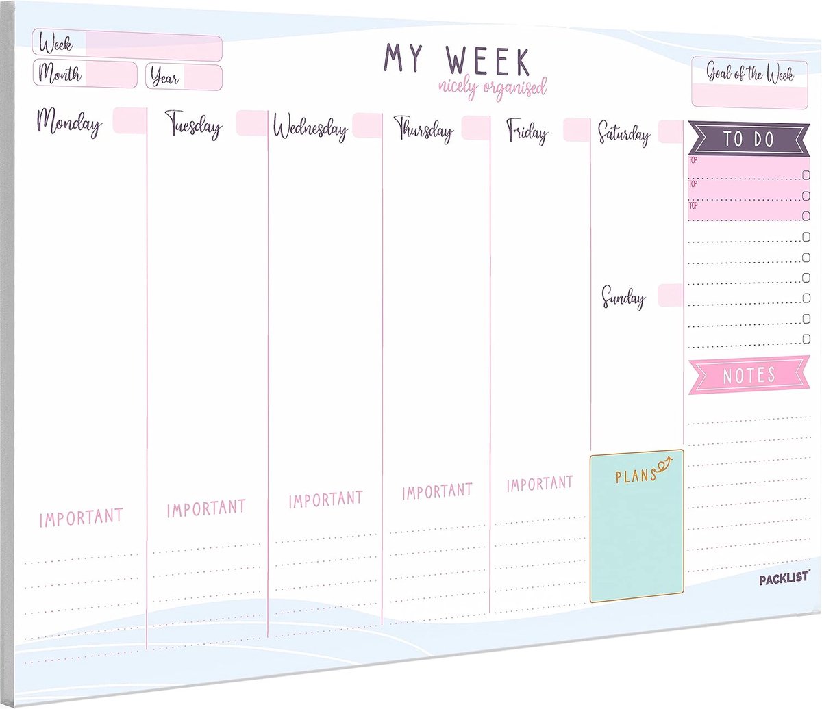 SnelShoppen - Weekly Planner Pad A4 - Stijlvolle Ongeafficheerde Weekplanner, 52 Bladzijden voor Thuis, Studie, Werk & Gezinsplannen - Prachtige Timet