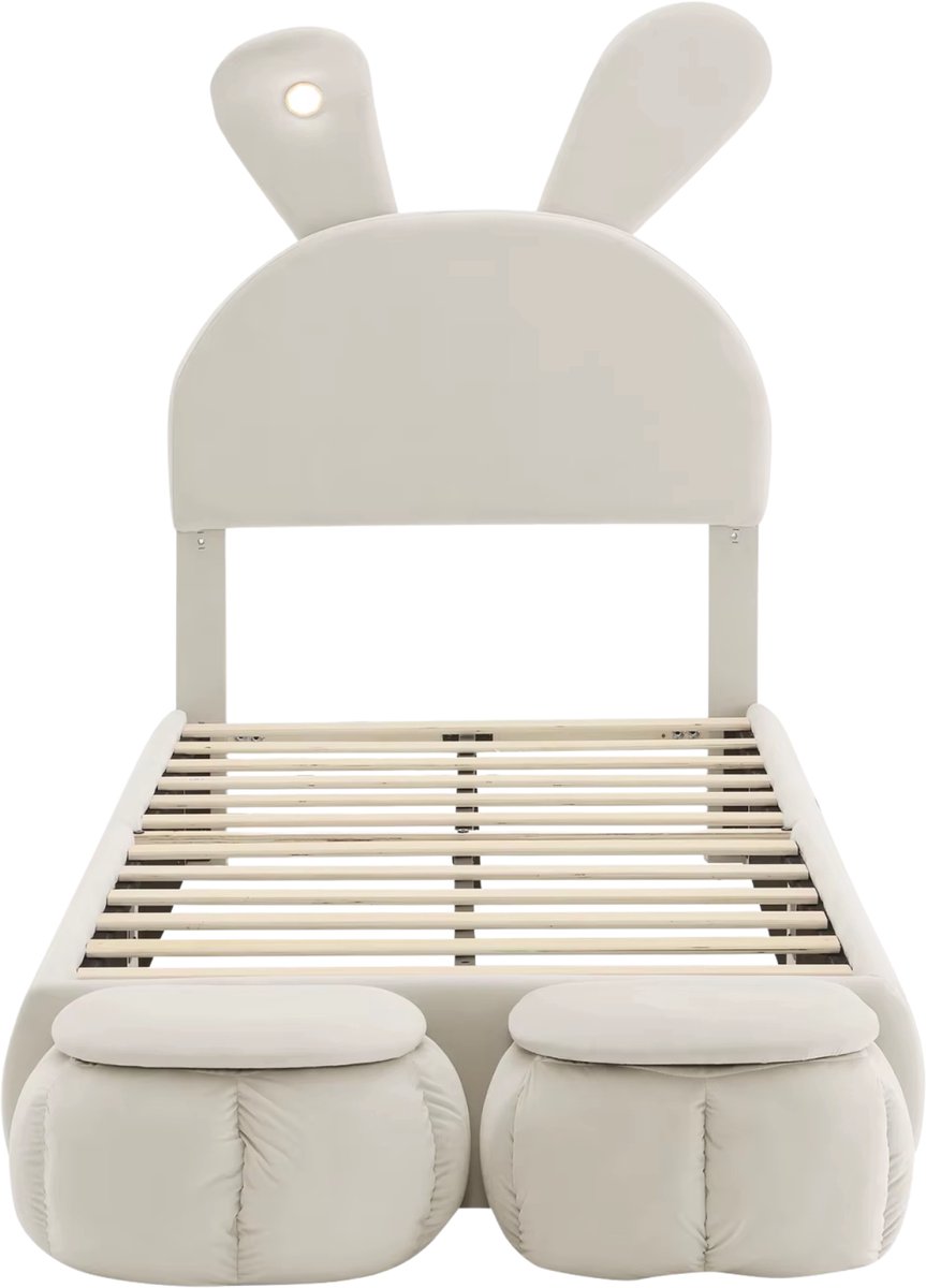 Kinderbed 90x200 cm Beige - met Hoofdbord