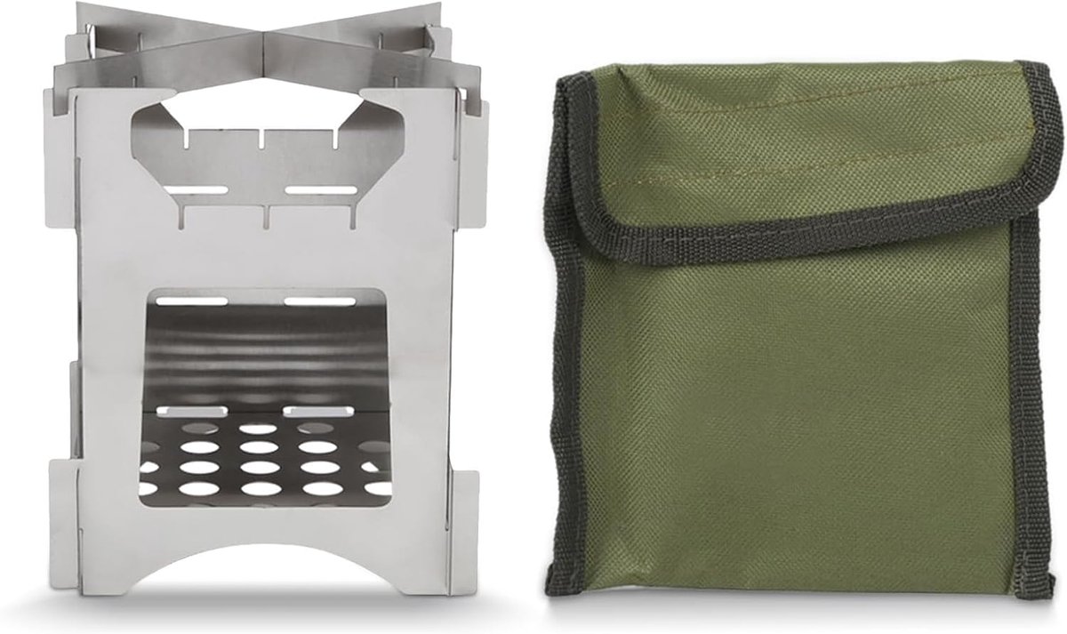 SnelShoppen - Outdoor Houtkachel, Backpacking Kachel Overlevingskachel Draagbaar RVS Vouwbaar Houtgestookt Kampeerfornuis Mini Kachel Voor Buiten Camp