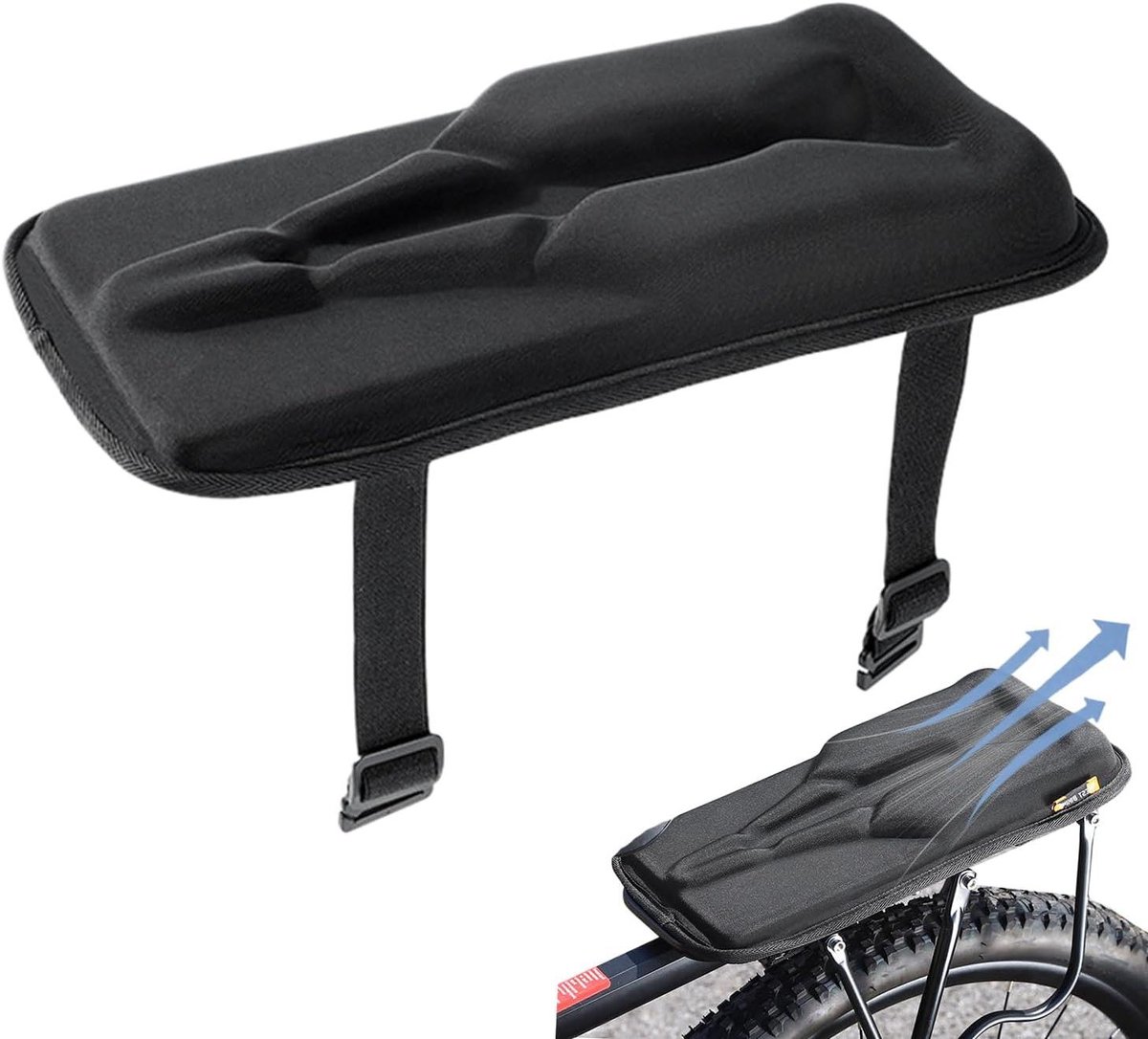 Fiets Achterzitje - Kinderzitje Fiets - Comfortabel Fietsen - Verbeterde Luchtcirculatie - 35.5x18.5x3 cm - Zwart