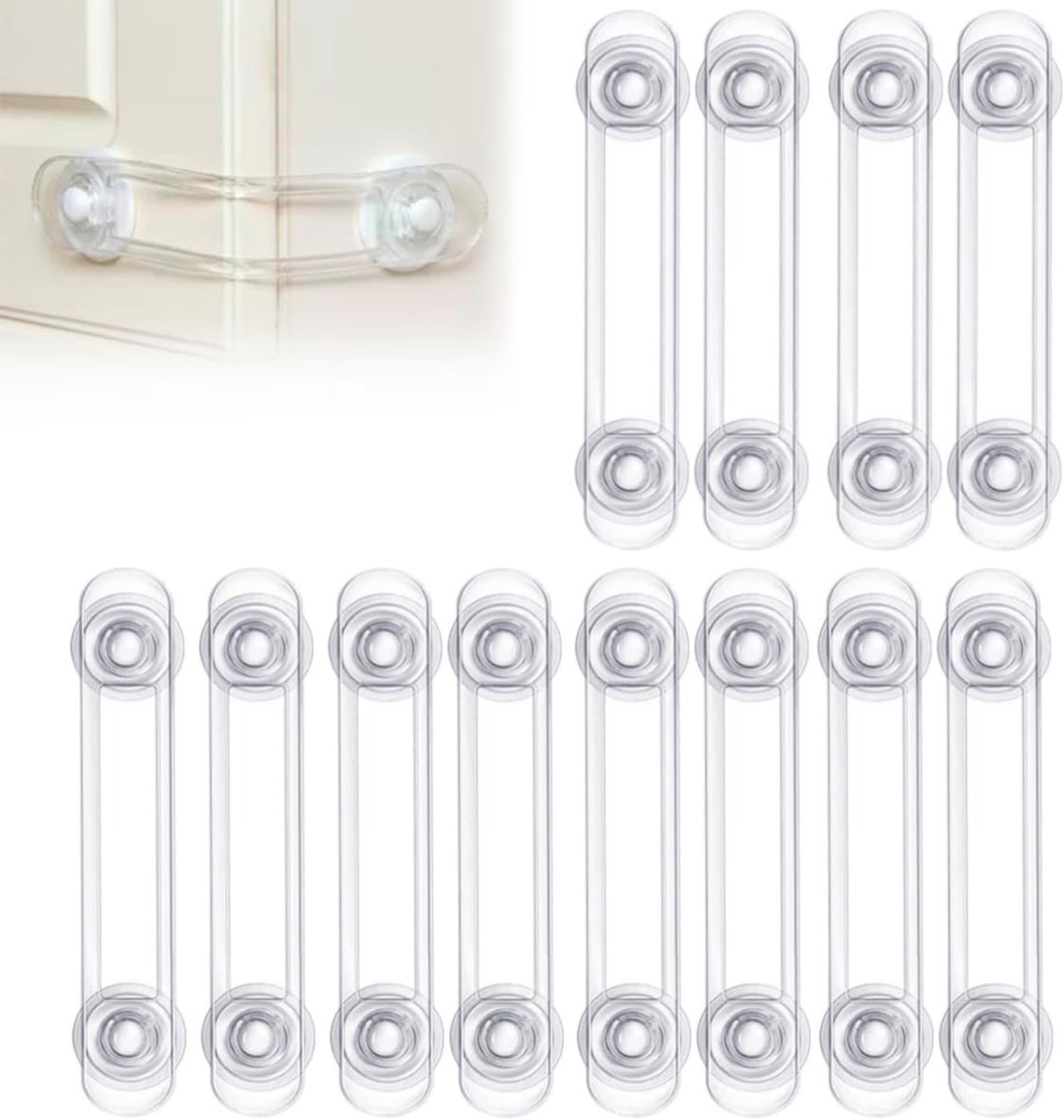 SnelShoppen - 12 Stuks Baby Veiligheid Kastslot, Kindveilige Slot voor Toilet, Koelkast, Oven, Transparant, Sterke Zelfklevende Bevestiging, Veilighei