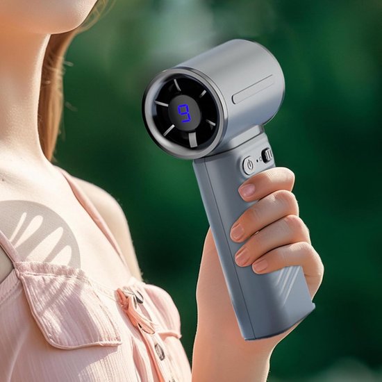 Hand Ventilator - Persoonlijke Cooler - Reizen Kamperen - Digitaal Display - 127x6cm - Grijs — afbeelding 2