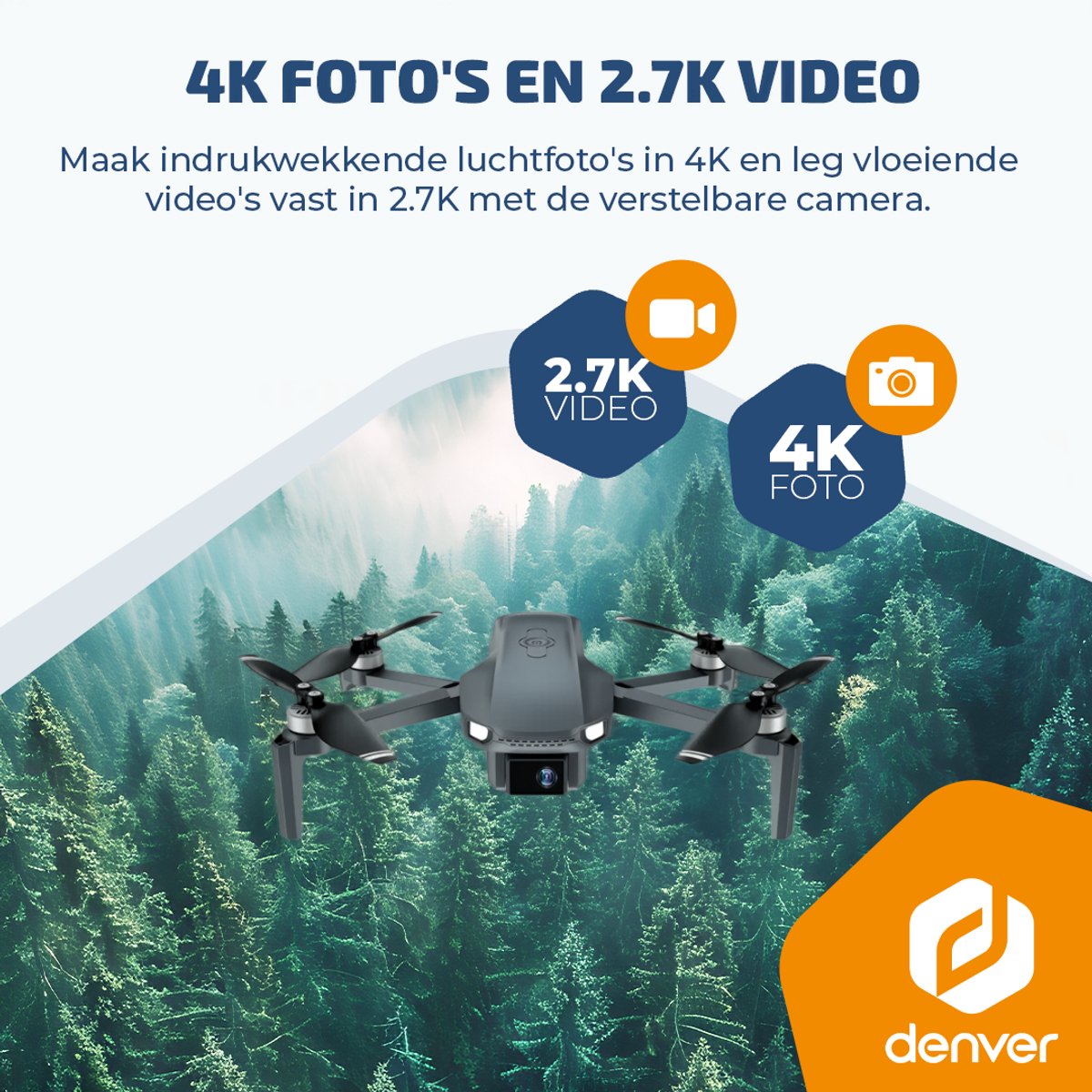 Denver Drone met GPS en Camera - Besturing via controller met 4 inch scherm - 3K video & 4K foto thumbnail 2