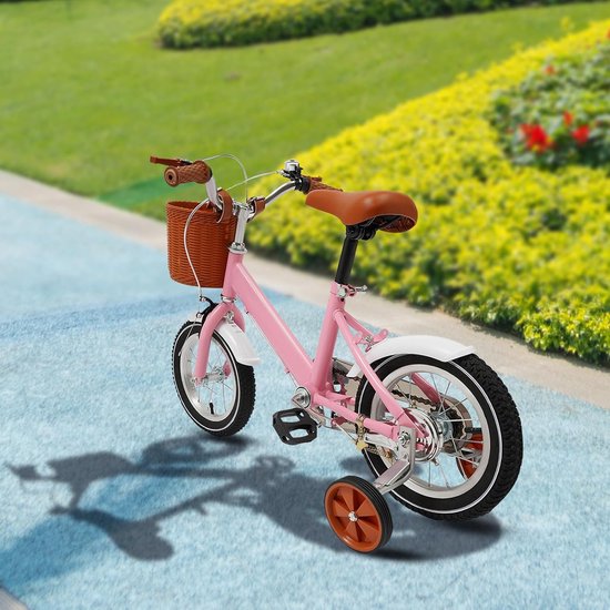 Kinderfiets - Loopfiets met steunwielen - Leren fietsen - Verstelbaar stuur en zadel - 12 inch - Roze — afbeelding 5