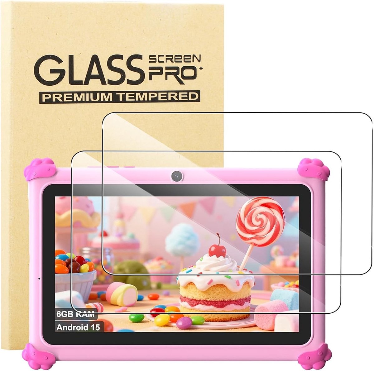 SnelShoppen - 2x Gehard Glas Beschermfolie voor Kindertablet 7 inch - Krasbestendig, Hoge Definities, 9H Hardheid, Transparante Displaybescherming voo