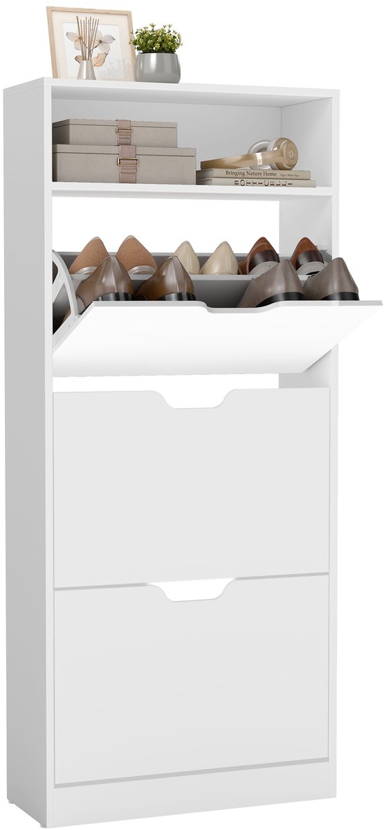 Schoenenkast met 3 deuren - Wolkwit - 24 x 60 x 139 cm - Wolkenwit