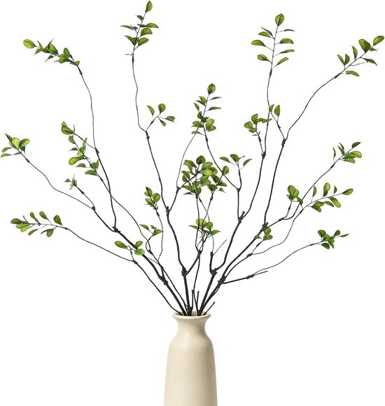 Set van 4 Kunstmatige Ficus Takken - Realistische Groene Takken van 96 cm - Flexibele Trunks voor Vaasdecoratie, Ideaal voor Thuis en Kantoor