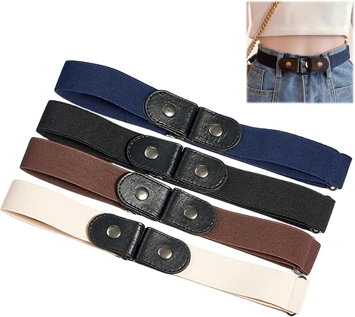Duurzame Elastische Riem zonder Gesp, Verstelbare en Rekbare Riem voor Jeans, Broeken en Jurken voor Dames en Heren