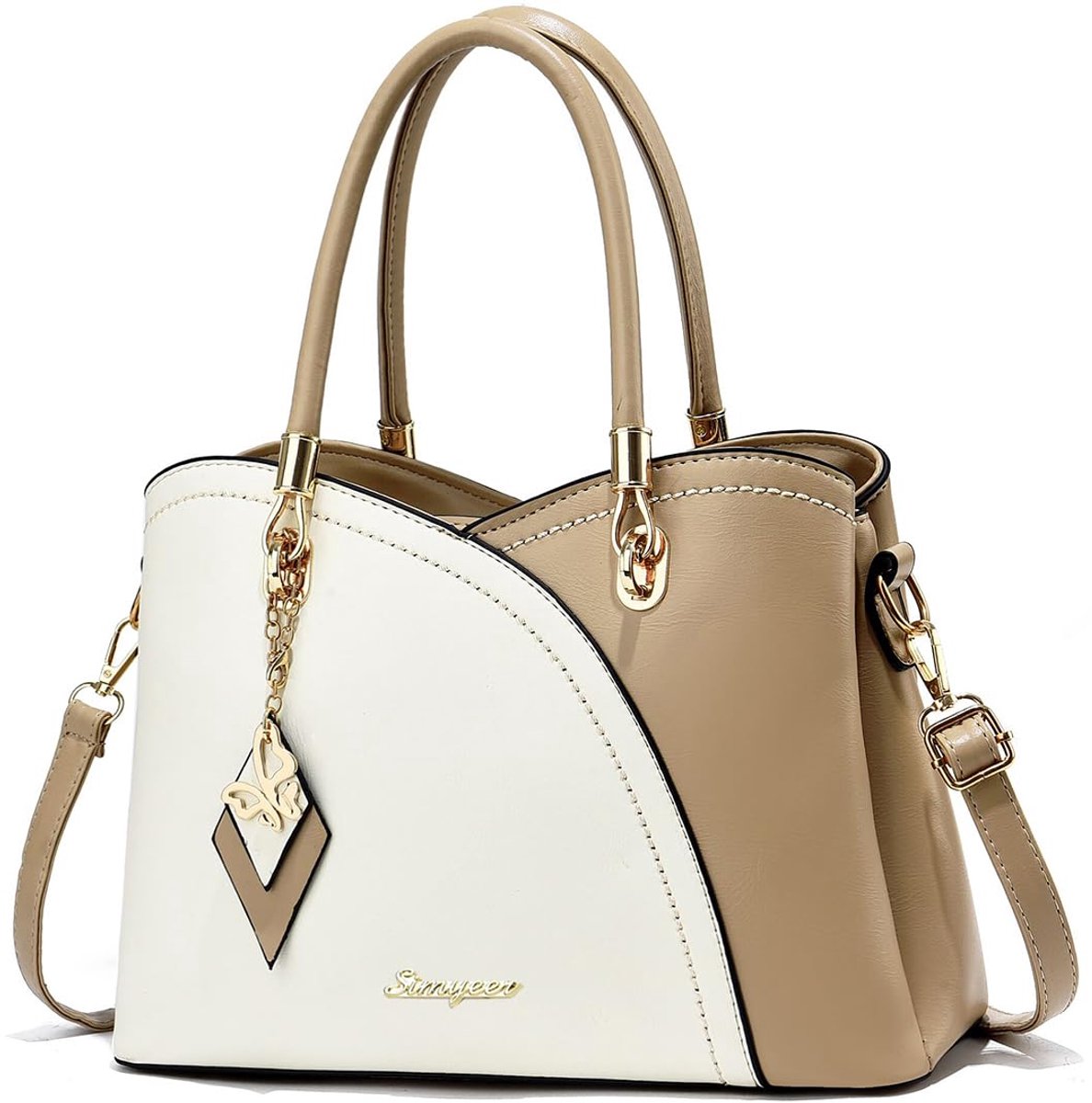 SnelShoppen - Dames Portemonnee en Handtas, Top Handvat Satchel Schoudertas Messenger Tote Bag, Kaki, Perfect voor Dagelijks Gebruik en Feestjes