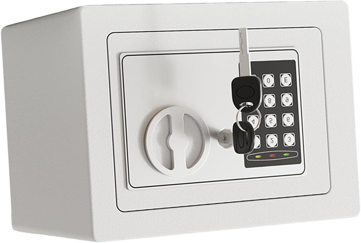 Kluis - Veiligheidsbox Geldkist - Waardevolle Spullen Opbergen - Dubbel Alarmsysteem - 017 Kubieke Voet - Parelmoerwit