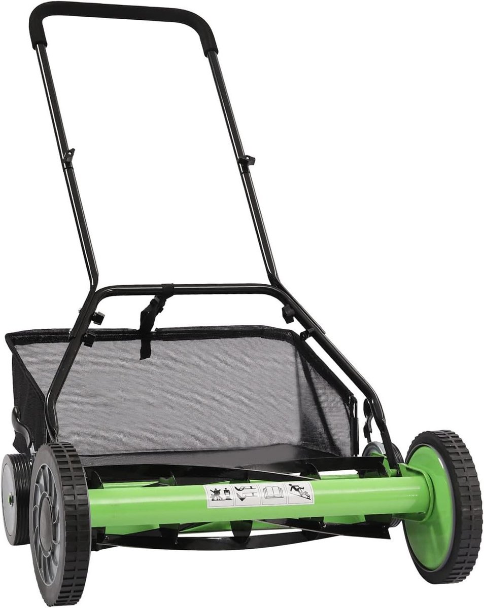Handgrasmaaier - Kooimaaier Duwmaaier - Gazon Onderhoud - Scherpe Messen - 50.8 cm Maaibreedte - Groen Zwart