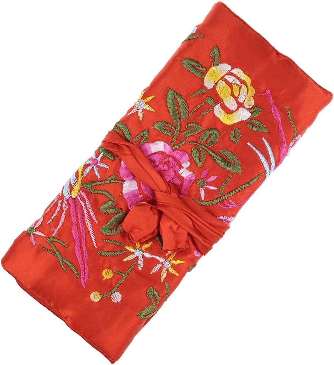 multifunctionele zijden sieradenorganizer rol - vintage borduurkoffer voor reizen/dagelijks/evenementen opvouwbaar zakje met ritssluiting voor ringen en kettingen | Luxe compact cadeau.