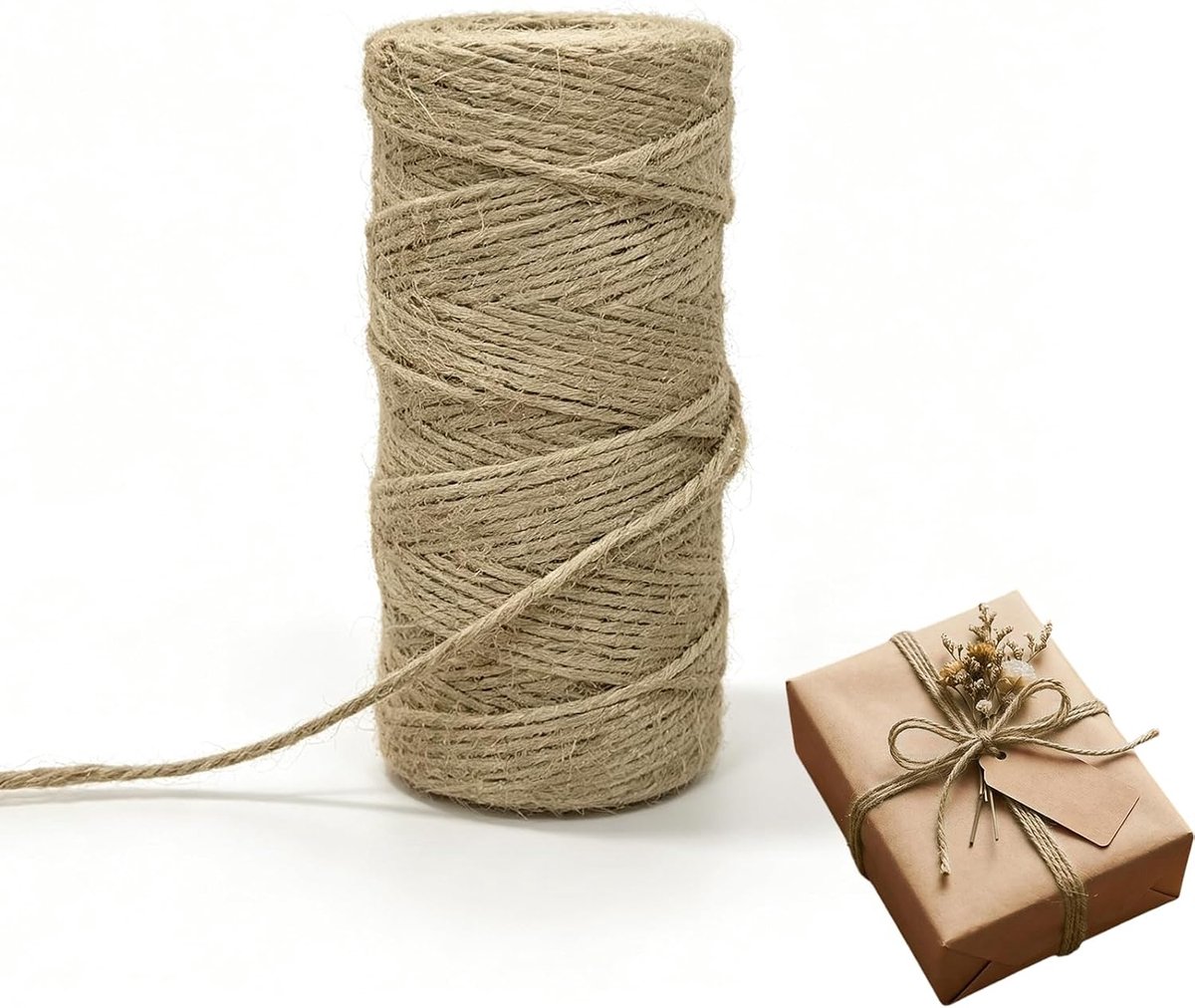 koord, 3 mm, robuust jute koord en jute touw voor tuin, plantenbevestiging, knutselprojecten en meer, hoogwaardig koord, scheurvast voor veelzijdige toepassingsmogelijkheden