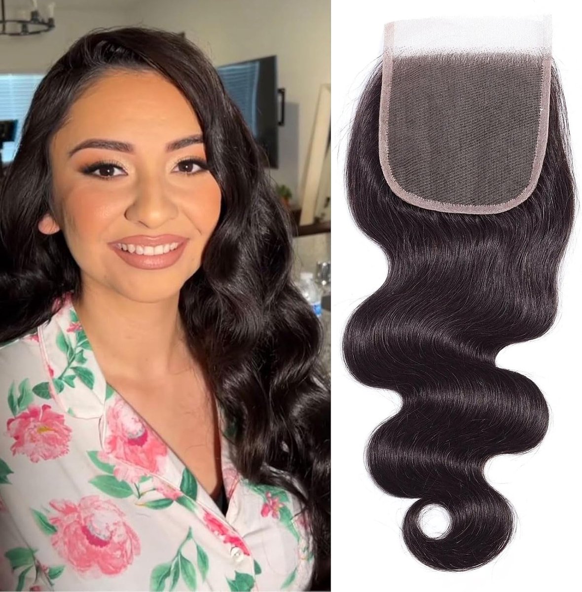 4x4 Transparent Lace Closure Human Hair Body Wave 10 Inch Brazilian