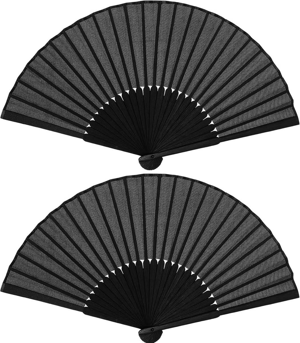 2 stuks handwaaiers, vouwventilator, Chinese handwaaier, bruiloftswaaier, oosterse stof, ventilator voor dans, zwarte zakwaaiers, vouwwaaier, klapwaaier voor bruiloft, verjaardag, feest, doe-het-zelf