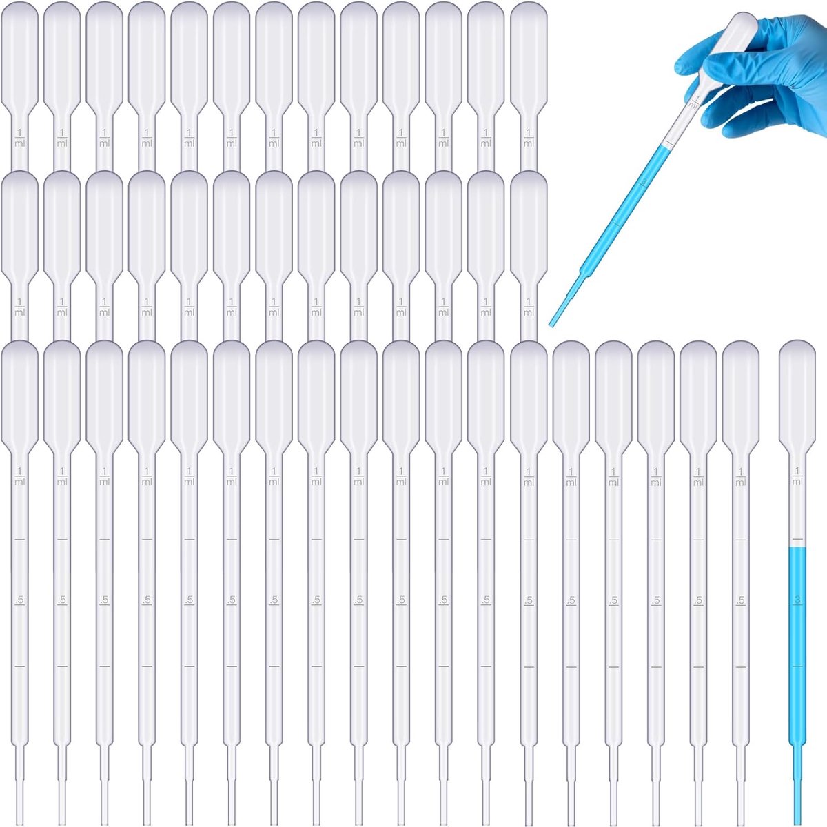 100 stuks pipetten 1 ml, kunststof pipetten voor kinderen