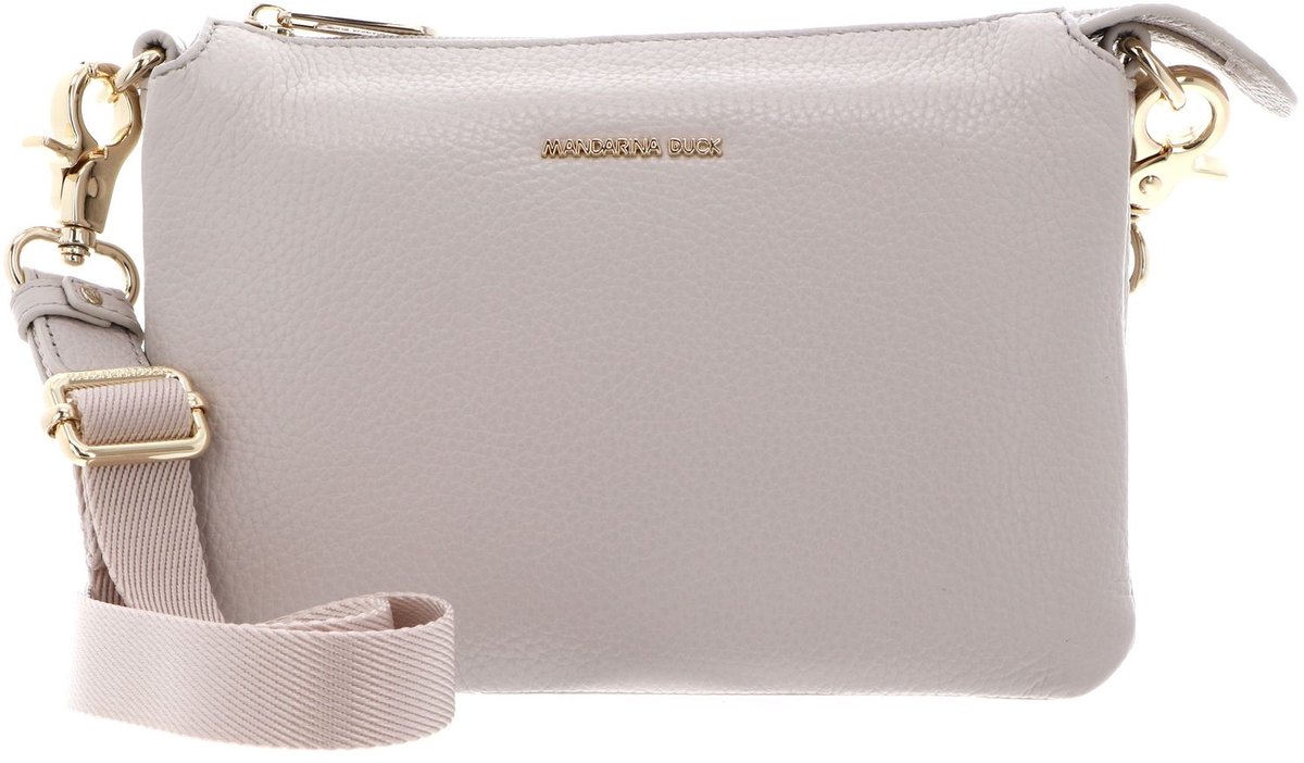MANDARINA DUCK Leren schoudertas Mellow Leather Crossbody Bag Cocoon Lichtgrijs
