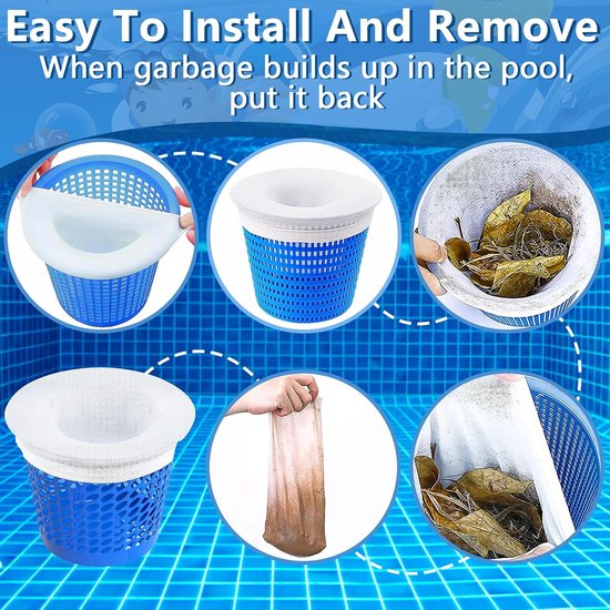 Skimmer Sokken, 30 stuks Skimmer Filter Sokken, Filter Skimmer Pool — afbeelding 2